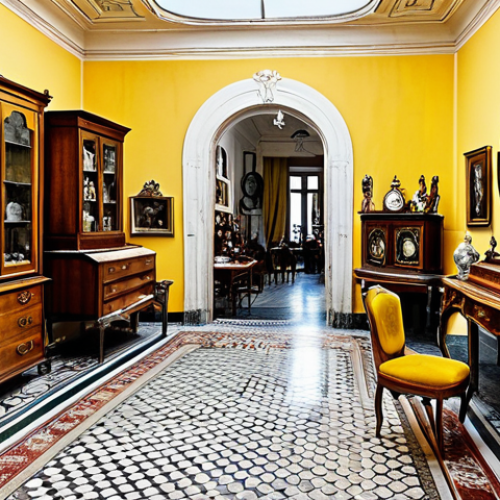 Antique Furniture Shop**

"A brightly lit antique shop interior in Lisbon, Portugal. Displayed are various antique furniture pieces, including a Louis XV commode. Customers browse the selection. The scene evokes a sense of history and charm. safe for work, appropriate content, fully clothed, professional photography, perfect anatomy, natural proportions, modest decor, family-friendly."

**