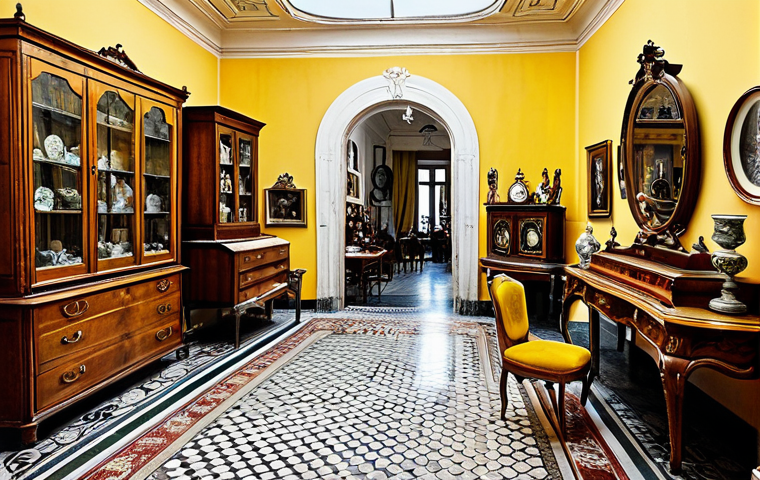 Antique Furniture Shop**
"A brightly lit antique shop interior in Lisbon, Portugal. Displayed are various antique furniture pieces, including a Louis XV commode. Customers browse the selection. The scene evokes a sense of history and charm. safe for work, appropriate content, fully clothed, professional photography, perfect anatomy, natural proportions, modest decor, family-friendly."
**