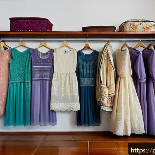 빈티지 컬렉션 관리법 - A cozy, well-organized vintage clothing storage room in a tropical Brazilian home, featuring wooden ...